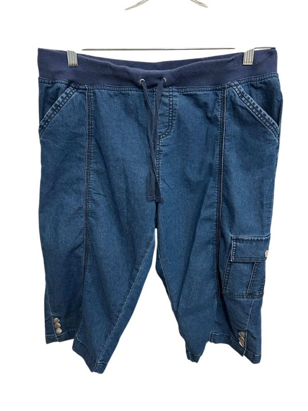 Jason Maxwell Medium Denim Cargo Capris Elastic Waist Forestcore Naturecore
